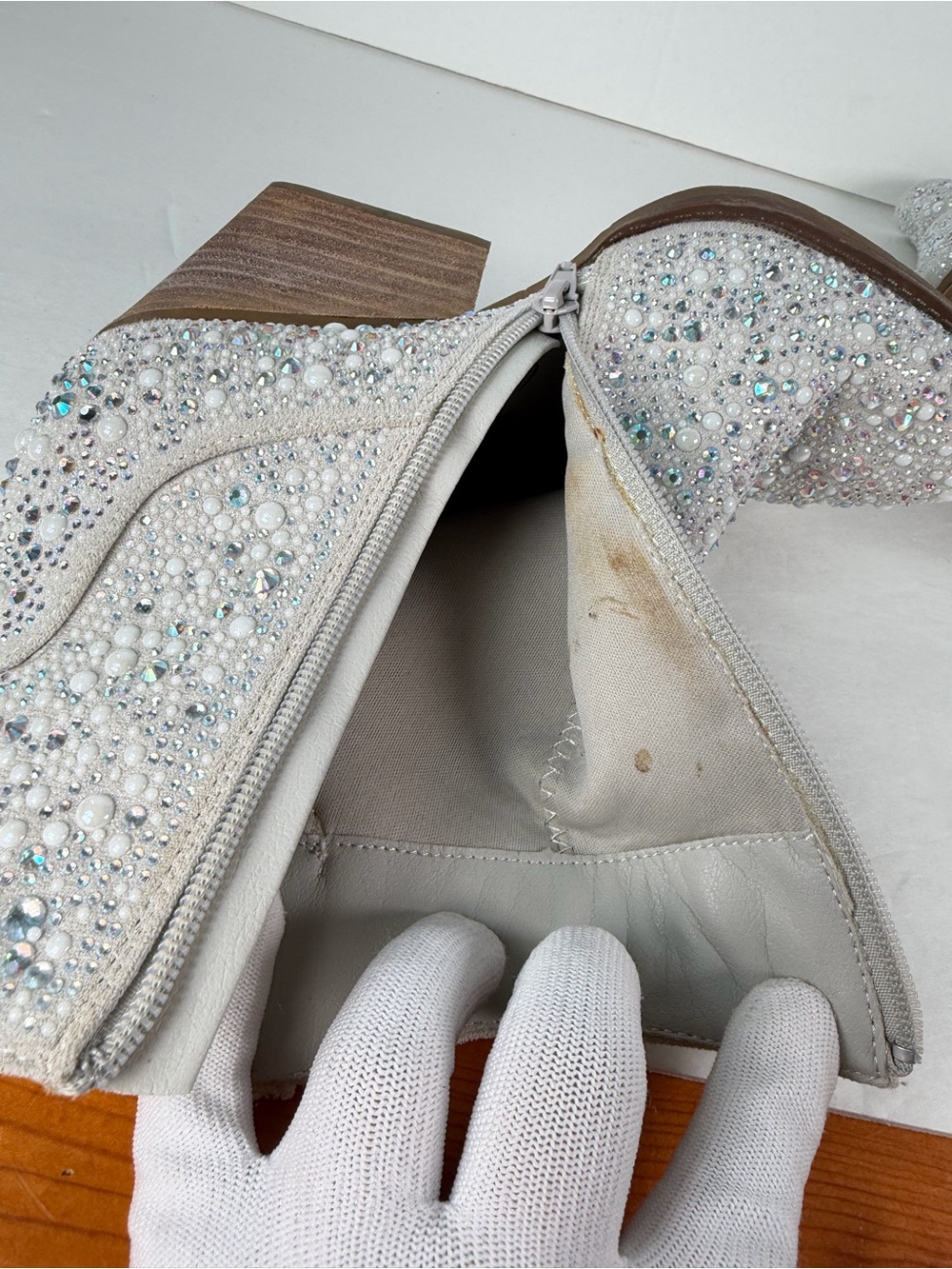 Very G Kady Pearl Women’s Size 8 Rhinestone Western Cowboy Ankle Boots White - Picture 6 of 14